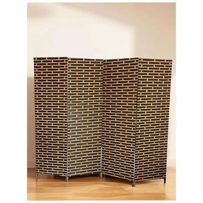 Harmony Home 4-Panel Room Divider, 180 x 180 cm, Folding Privacy Screen Partition, Portable Freestanding Rattan Divider for Bedroom, Office & Living Room (A10)