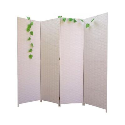Harmony Home 4-Panel Room Divider, 180 x 180 cm, Folding Privacy Screen Partition, Portable Freestanding Rattan Divider for Bedroom, Office & Living Room (A12)