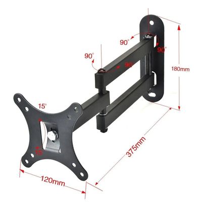Single Arm Swivel TV Wall Mount for 14-32 Inch Flat Panel TVs up to 12 kg/26 lbs and up to 100x100 VESA, Free-Tilting and Swiveling Arm for Enhanced Viewing, Black