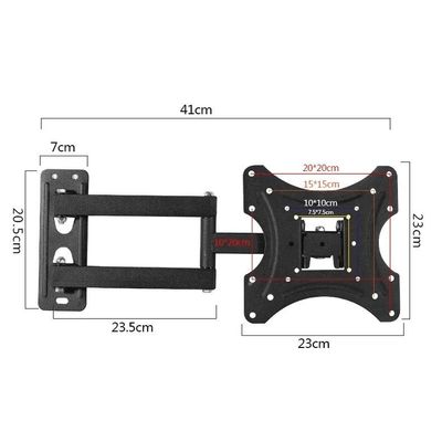 Single Arm Swivel TV Wall Mount for 14-32 Inch Curved & Flat Panel TVs up to 35 kg/77 lbs and up to 200x200 VESA, Full-Motion Design with Sliding Long Arm for Maximum Viewing, Black