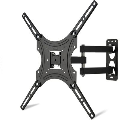 Single Arm Swivel TV Wall Mount for 23"-55" LCD & LED TVs upto 35 kg/77 lbs and VESA upto 400x400, Articulating Arm for Full Motion Capability, Black