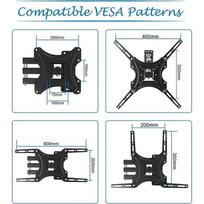Single Arm Swivel TV Wall Mount for 23"-55" LCD & LED TVs upto 35 kg/77 lbs and VESA upto 400x400, Articulating Arm for Full Motion Capability, Black