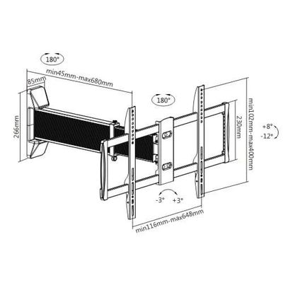Single Arm Swivel TV Wall Mount for 37-75 Inch Curved & Flat Panel TVs up to 50 kg/110 lbs, Full-Motion with Sliding Long Arm, VESA Compatible up to 600x400mm, Black