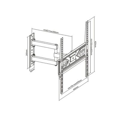 Double Arms Swivel TV Wall Mount for 26-65 Inch LED & LCD Flat Panel TVs up to 45 kg/99 lbs, and VESA up to 400x400, and Full Motion, Built-in Cable Management, Black