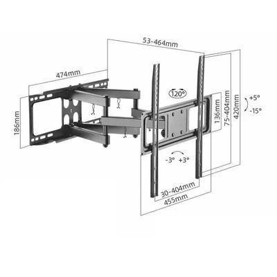 Double Arms Swivel TV Wall Mount for 32"-80" LED & LCD Flat Panel TVs up to 40 kg/88 lbs, VESA up to 400x400mm, Full Motion, 464 mm Extension, Black