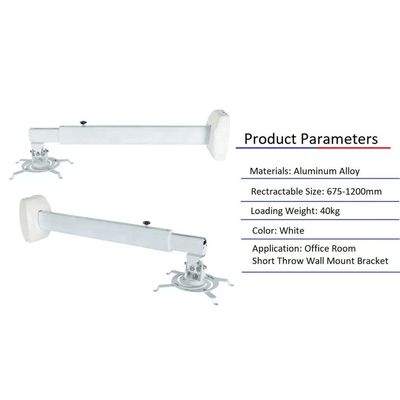 Short Throw Projector Wall Mount, Supports Projectors up to 40kg/88lbs, Adjustable Length, 360° Rotation, Cable Management