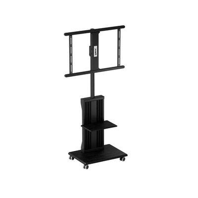 Mobile Easel Studio TV Cart for 32"-75" TVs up to 45 kg/99 lbs with VESA Compatibility up to 600x400mm, Height Adjustable with Swivel and Tilt Features, Integrated DVD/AV Tray, Black