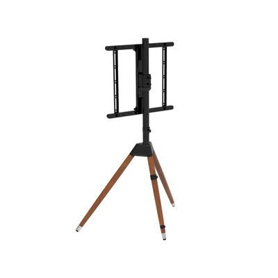 TV Floor Stand for 32-55 Inch TVs up to 40 kg, VESA Compatible 200x200mm to 400x400mm, Stylish Wooden Tripod Design with Tilt and 360° Swivel Functionality