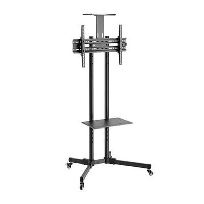 Height Adjustable Mobile TV Cart for 32"-75" TVs up to 50 kg/110 lbs with VESA Compatibility up to 600x400mm, +10° to -10° Tilt, Black