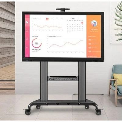 Mobile TV Cart for 50” ~ 100” TVs up to 150 kg, VESA Compatible 1000 x 600mm, Adjustable Height with Additional AV Shelf up to 20 kg, Heavy-Duty Steel Construction, Locking Casters for Mobility, Black