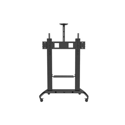 Mobile TV Cart for 50” ~ 100” TVs up to 150 kg, VESA Compatible 1000 x 600mm, Adjustable Height with Additional AV Shelf up to 20 kg, Heavy-Duty Steel Construction, Locking Casters for Mobility, Black