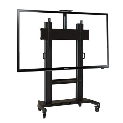 Mobile TV Cart for 50” ~ 100” TVs up to 150 kg, VESA Compatible 1000 x 600mm, Adjustable Height with Additional AV Shelf up to 20 kg, Heavy-Duty Steel Construction, Locking Casters for Mobility, Black