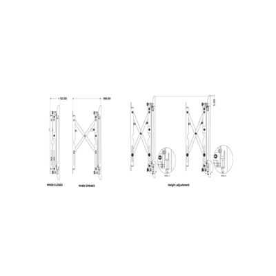 Video Wall Mount for 75" to 98" Displays upto 120 kg, VESA up to 900x600mm, Height Adjustable, Sleek Design, Black