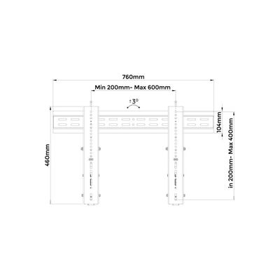 Video Wall Mount for Digital Signage, Supports 37"-70" Screens up to 55 kg, VESA 600x400mm, Height Adjustable, Anti-Theft Design, Black