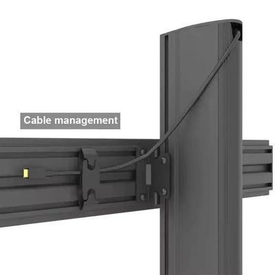 Video Wall Stand for 32"-75" Screens upto 200 kg, VESA 600x400mm, 2x2 Configuration, Tilt Range +3° to -3°, Wheel Lock and Cable Management, Black