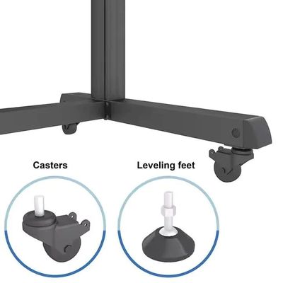 Video Wall Stand for 32"-75" Screens upto 200 kg, VESA 600x400mm, 2x2 Configuration, Tilt Range +3° to -3°, Wheel Lock and Cable Management, Black