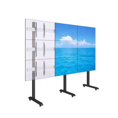 Video Wall Stand for 32"-75" Screens upto 450 kg, VESA 600x400mm, 3x3 Configuration, Tilt Range +3° to -3°, Wheel Lock and Cable Management, Black