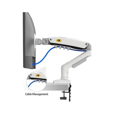 Dual Monitor Arm Desk Gas Spring Mount Supports Two 17" to 27" Computer Screens up to 19.8 lbs each, VESA 75x75 & 100x100 Compatibility, Tilt, Swivel & 360° Rotation for Ergonomic Positioning, White