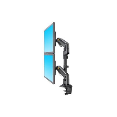 Dual Monitor Arm Gas Spring Desk Mount Supports Two 17" to 27" Screens up to 19.8 lbs for Each Monitor, VESA 75x75 & 100x100, 360° Rotation, Tilt & Swivel Adjustments, Black