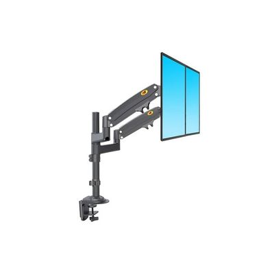 Dual Monitor Arm Gas Spring Desk Mount Supports Two 17" to 27" Screens up to 19.8 lbs for Each Monitor, VESA 75x75 & 100x100, 360° Rotation, Tilt & Swivel Adjustments, Black