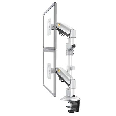 Dual Monitor Arm Gas Spring Desk Mount Supports Two 17" to 27" Screens up to 19.8 lbs for Each Monitor, VESA 75x75 & 100x100, 360° Rotation, Tilt & Swivel Adjustments, White