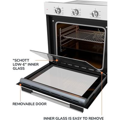 MILLEN MEO 6001 WH 78L Electric Oven - Energy Class A, 60 cm, 7 Cooking Modes, SCHOTT Double Glass Door, Glass finish, Mechanical Control with Timer, 3 Year Warranty - White