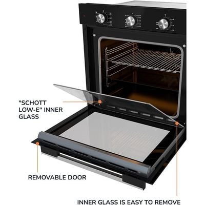 MILLEN Built In Electric Oven 7 Cooking Modes, 78L - 3 Year Warranty, SCHOTT Inner Glass, MEO 6001 BL - Black