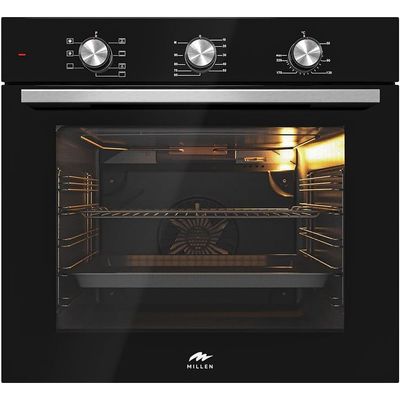 MILLEN Built In Electric Oven 7 Cooking Modes, 78L - 3 Year Warranty, SCHOTT Inner Glass, MEO 6001 BL - Black