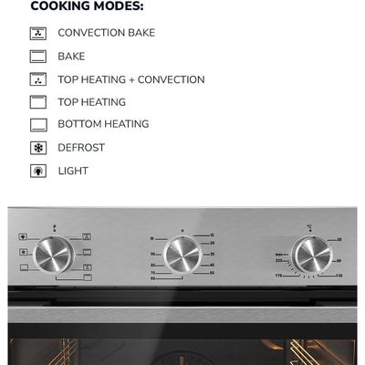 MILLEN Built In Electric Oven 7 Cooking Modes, 78L - 3 Year Warranty, SCHOTT Inner Glass, MEO 6001 IX - Silver