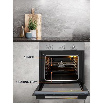 MILLEN Built In Electric Oven 7 Cooking Modes, 78L - 3 Year Warranty, SCHOTT Inner Glass, MEO 6001 IX - Silver