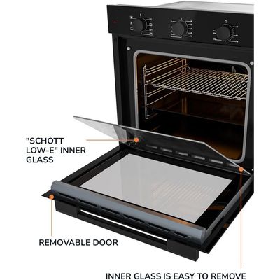 MILLEN Built In Electric Oven 7 Cooking Modes, 78L - 3 Year Warranty, SCHOTT Inner Glass, MEO 6001 BB - Black