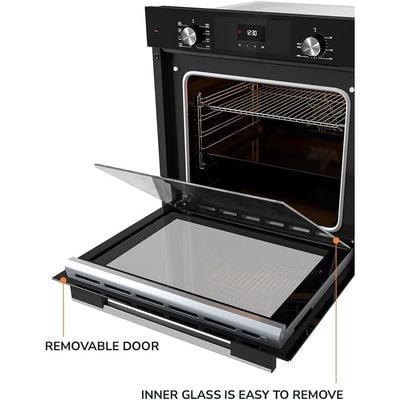 MILLEN MEO 6002 BL 73L Electric Oven - Energy Class A, 8 Cooking Modes, 60 cm, SCHOTT Double Glass Door, Glass finish, Mechanical and Touch Control with Timer, 3 Year Warranty - Black
