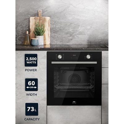 MILLEN MEO 6002 BL 73L Electric Oven - Energy Class A, 8 Cooking Modes, 60 cm, SCHOTT Double Glass Door, Glass finish, Mechanical and Touch Control with Timer, 3 Year Warranty - Black