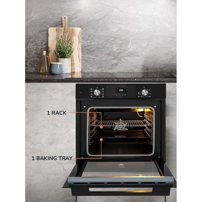 MILLEN MEO 6002 BL 73L Electric Oven - Energy Class A, 8 Cooking Modes, 60 cm, SCHOTT Double Glass Door, Glass finish, Mechanical and Touch Control with Timer, 3 Year Warranty - Black