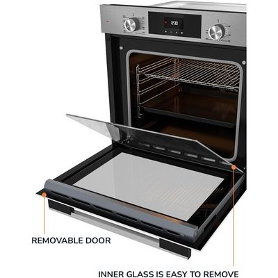 MILLEN MEO 6002 IX 73L Electric Oven - Energy Class A, 8 Cooking Modes, 60 cm, SCHOTT Double Glass Door, Glass finish, Mechanical and Touch Control with Timer, 3 Year Warranty - Silver