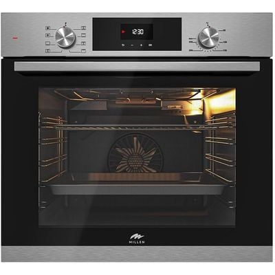 MILLEN MEO 6002 IX 73L Electric Oven - Energy Class A, 8 Cooking Modes, 60 cm, SCHOTT Double Glass Door, Glass finish, Mechanical and Touch Control with Timer, 3 Year Warranty - Silver
