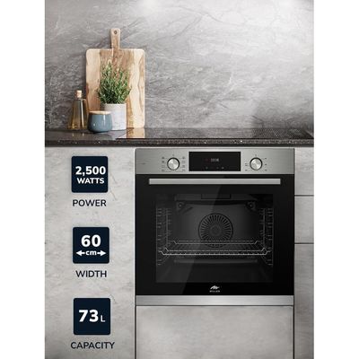 MILLEN MEO 6002 IX 73L Electric Oven - Energy Class A, 8 Cooking Modes, 60 cm, SCHOTT Double Glass Door, Glass finish, Mechanical and Touch Control with Timer, 3 Year Warranty - Silver