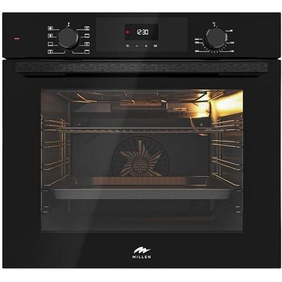 MILLEN MEO 6002 BB 73L Electric Oven - Energy Class A, 8 Cooking Modes, 60 cm, SCHOTT Double Glass Door, Glass finish, Mechanical and Touch Control with Timer, 3 Year Warranty - Black