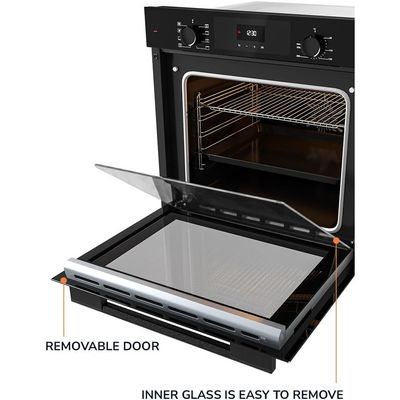 MILLEN MEO 6002 BB 73L Electric Oven - Energy Class A, 8 Cooking Modes, 60 cm, SCHOTT Double Glass Door, Glass finish, Mechanical and Touch Control with Timer, 3 Year Warranty - Black
