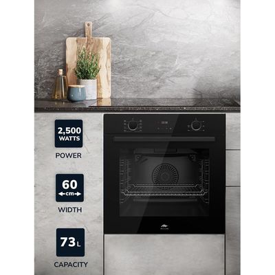 MILLEN MEO 6002 BB 73L Electric Oven - Energy Class A, 8 Cooking Modes, 60 cm, SCHOTT Double Glass Door, Glass finish, Mechanical and Touch Control with Timer, 3 Year Warranty - Black
