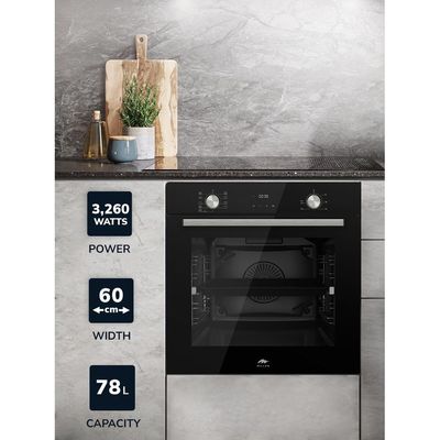 MILLEN MEO 6003 BL 78L Electric Oven - Energy Class A, 9 Cooking Modes, 60 cm, SCHOTT Double Glass Door, Glass finish, Mechanical and Touch Control with Timer, 3 Year Warranty - Black