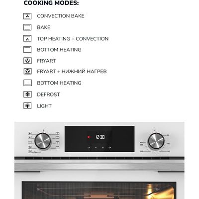 MILLEN MEO 6003 WH 78L Electric Oven - Energy Class A, 9 Cooking Modes, 60 cm, SCHOTT Double Glass Door, Glass finish, Mechanical and Touch Control with Timer, 3 Year Warranty - White