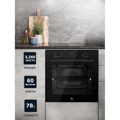 MILLEN MEO 6003 BB 78L Electric Oven - Energy Class A, 9 Cooking Modes, 60 cm, SCHOTT Double Glass Door, Glass finish, Mechanical and Touch Control with Timer, 3 Year Warranty - Black