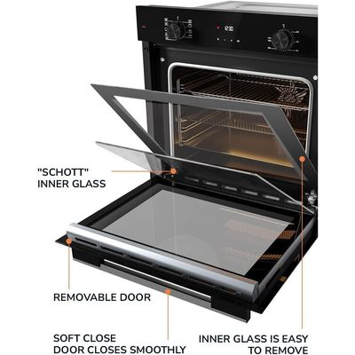 MILLEN MEO 6003 BB 78L Electric Oven - Energy Class A, 9 Cooking Modes, 60 cm, SCHOTT Double Glass Door, Glass finish, Mechanical and Touch Control with Timer, 3 Year Warranty - Black