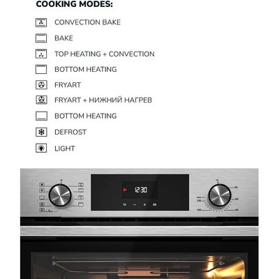 MILLEN MEO 6003 IX 78L Electric Oven - Energy Class A, 9 Cooking Modes, 60 cm, SCHOTT Double Glass Door, Glass finish, Mechanical and Touch Control with Timer, 3 Year Warranty - Silver