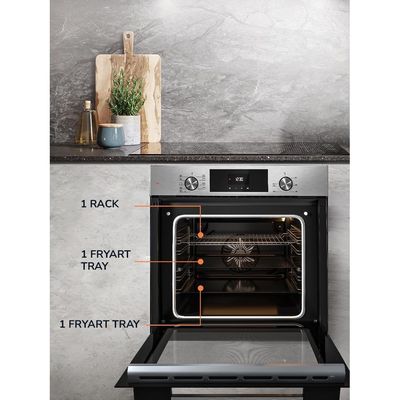 MILLEN MEO 6003 IX 78L Electric Oven - Energy Class A, 9 Cooking Modes, 60 cm, SCHOTT Double Glass Door, Glass finish, Mechanical and Touch Control with Timer, 3 Year Warranty - Silver