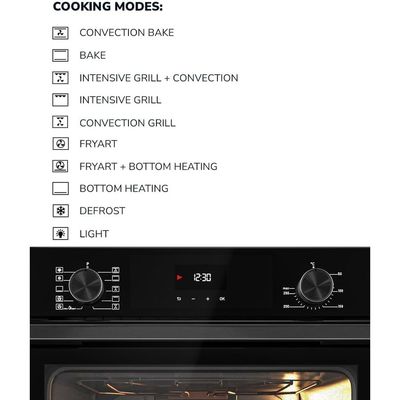 MILLEN MEO 6004 BB 73L Electric Oven - Energy Class A, 10 Cooking Modes, 60 cm, SCHOTT Double Glass Door, Black Glass finish, Mechanical and Touch Control with Timer, 3 Year Warranty - Black