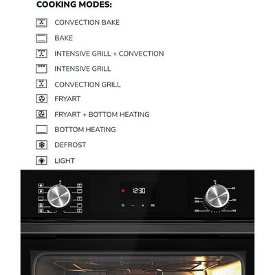 MILLEN Built In Electric Oven, 10 Cooking Modes, 73L - 3 Years Warranty, SCHOTT Inner Glass, MEO 6004 BL - Black