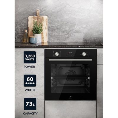 MILLEN Built In Electric Oven, 10 Cooking Modes, 73L - 3 Years Warranty, SCHOTT Inner Glass, MEO 6004 BL - Black