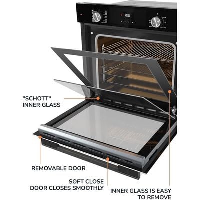 MILLEN Built In Electric Oven, 10 Cooking Modes, 73L - 3 Years Warranty, SCHOTT Inner Glass, MEO 6004 BL - Black